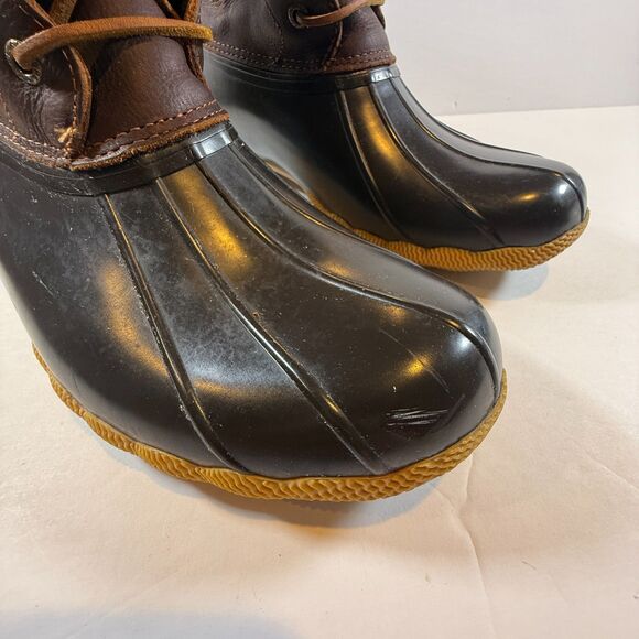 Sperry Womens Duck Boot Brown Rain Booties Warm Microfleece Rawhide Lace Up 11 - Picture 12 of 12